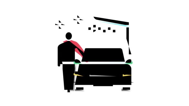 Ausrüstung Autowäsche Service Farbe Symbol Animation — Stockvideo
