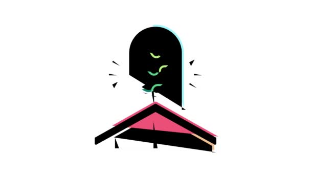 Gardening on house roof color icon animation — Stock Video