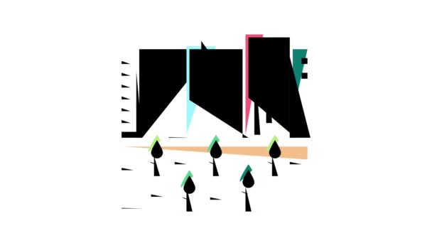 Анимация иконок городского сада — стоковое видео