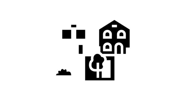 Casa de jardinagem glifo ícone animação — Vídeo de Stock