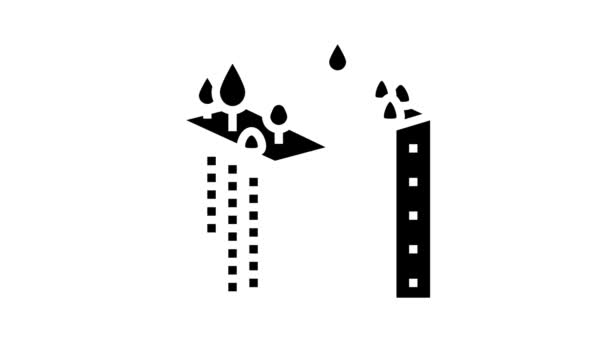 Jardinería de árboles en la animación icono glifo techo rascacielos — Vídeo de stock