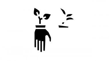 Eldiven kabartma simgesi animasyonundan büyüyen bitki