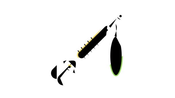 Анимация иконки цвета прядильной рыбалки — стоковое видео