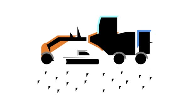 Tracteur préparer l'espace pour la construction de pipeline couleur icône animation — Video