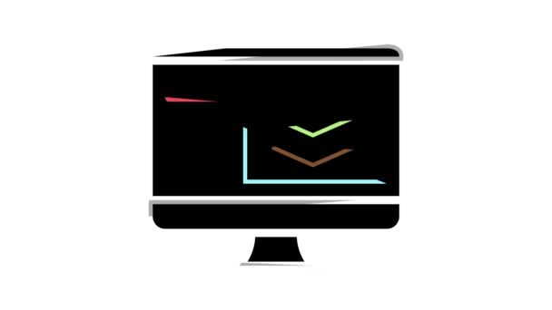 コンピューター画面上の土の情報カラーアイコンアニメーション — ストック動画