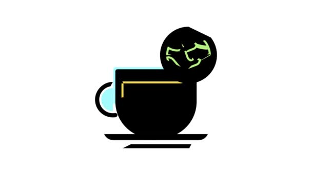 Color del té blanco icono de animación — Vídeo de stock