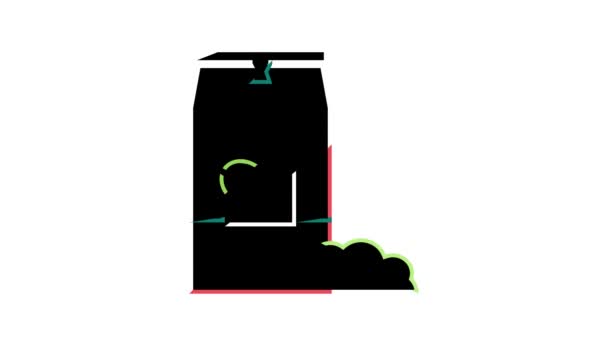 Losse theezakje kleur pictogram animatie — Stockvideo