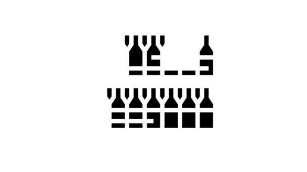 Fles glas verpakking en opslag lijn pictogram animatie — Stockvideo