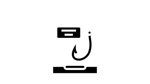 Gancio per filatura icona glyph animazione — Video Stock