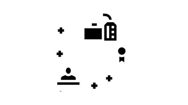 Presentatie webinar reputatie management glyph pictogram animatie — Stockvideo