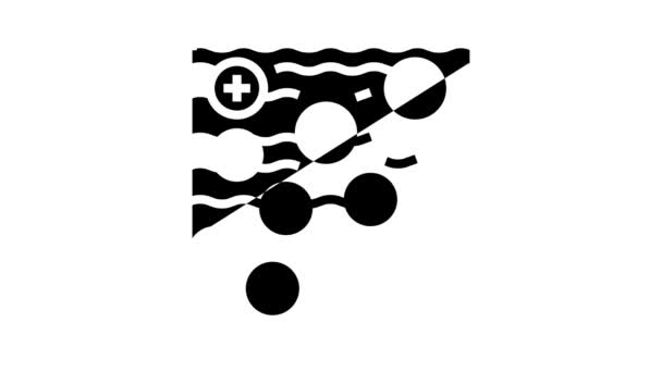 응고와 응집 (flocculation) 물 필터 글 리프 아이콘 애니메이션 — 비디오