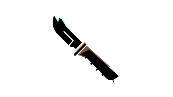 Hunting knife color icon animation — Stock Video