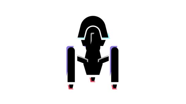 Space alien ship color icon animation — Stock Video