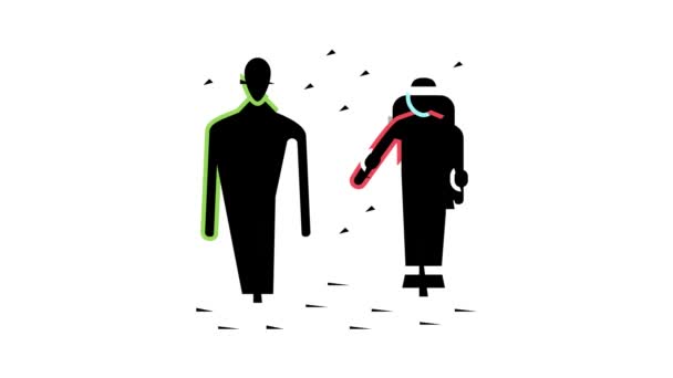 외계인 과 우주비행사의 컬러 아이콘 애니메이션 — 비디오