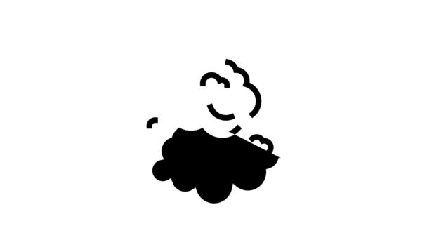 Nubes de humo línea icono de animación — Vídeo de stock