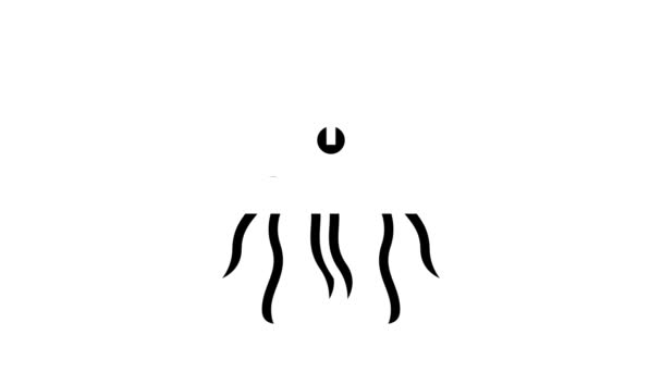 Alien creature with tentacles glyph icon animation — Stock Video