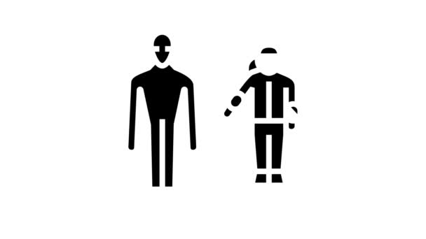 Alien en astronaut glyph pictogram animatie — Stockvideo