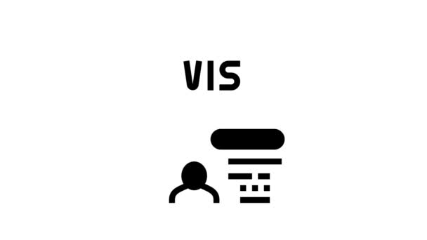 Permitting document visa glyph icon animation — Stock Video