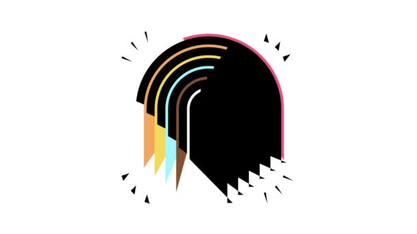 Arco iris boho color icono de animación — Vídeo de stock