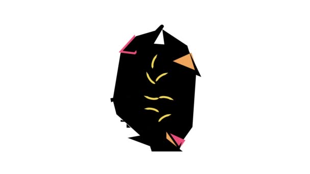 Piedra con planta boho color icono de animación — Vídeo de stock