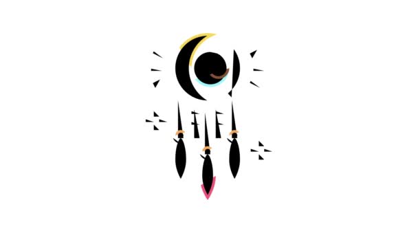 Dreamcatcher boho color icon animation — Stock video