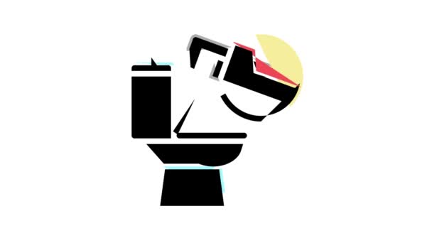 Toilette Reparatur Farb-Icon Animation — Stockvideo