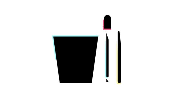 Measuring cup and stick tool resin art color icon animation — Stock Video