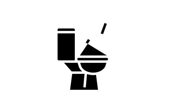 Línea de reparación de inodoro icono de animación — Vídeo de stock
