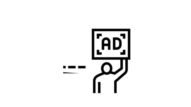 Animação de ícone de linha de editor de posicionamento de anúncio algorítmico — Vídeo de Stock