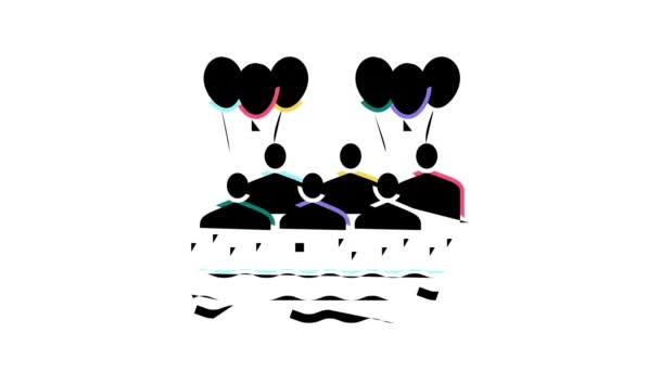 Praia crianças festa cor ícone animação — Vídeo de Stock
