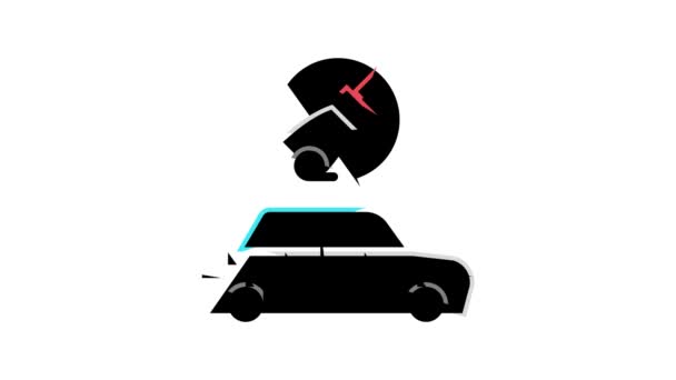 Schuren van auto kleur pictogram animatie — Stockvideo