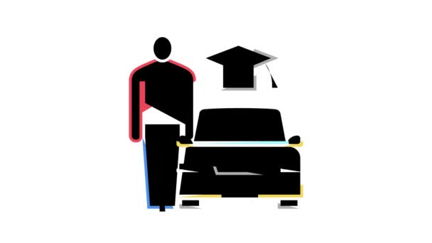 Driving lessons for adults color icon animation — Stock Video