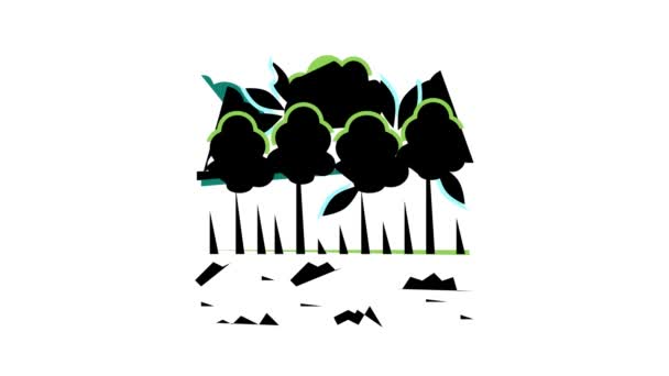 Bosques de hoja ancha color icono de animación — Vídeo de stock