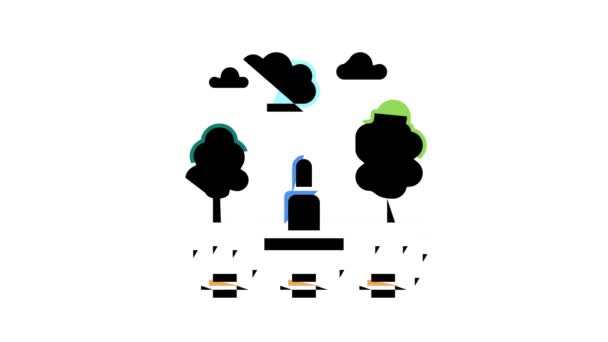 도시 공원의 컬러 아이콘 애니메이션 — 비디오
