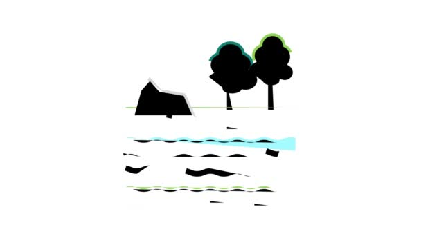Fluss Landschaft Farbe Symbol Animation — Stockvideo