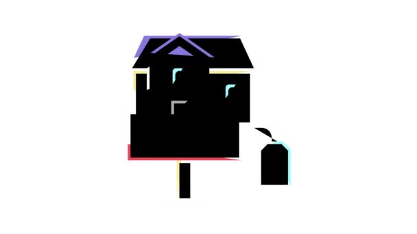 Huis huren kleur pictogram animatie — Stockvideo