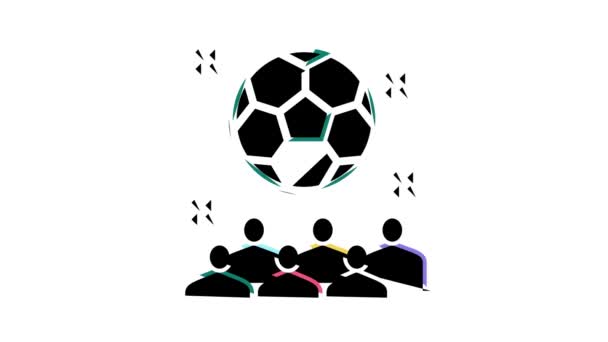 サッカーキッズパーティーカラーアイコンアニメーション — ストック動画