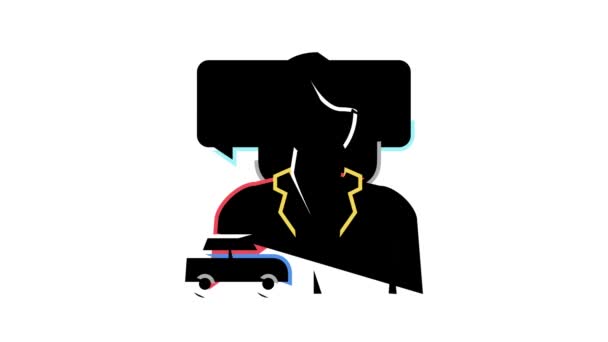 Анимация иконки инструктора женской школы вождения — стоковое видео