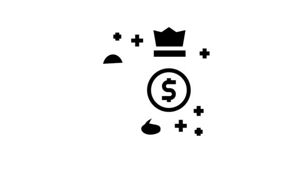 Uomo d'affari ricchezza linea icona animazione — Video Stock