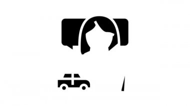 kadın sürücü kursu öğretim çizgisi simgesi canlandırması