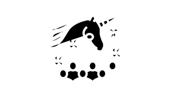 Unicornio niños partido línea icono animación — Vídeos de Stock