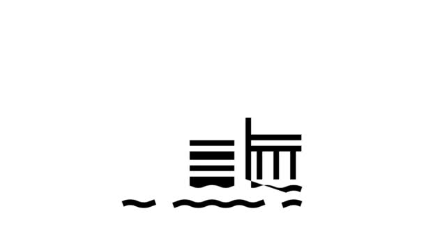 Анимация иконок на линии услуг по реконструкции бассейна — стоковое видео
