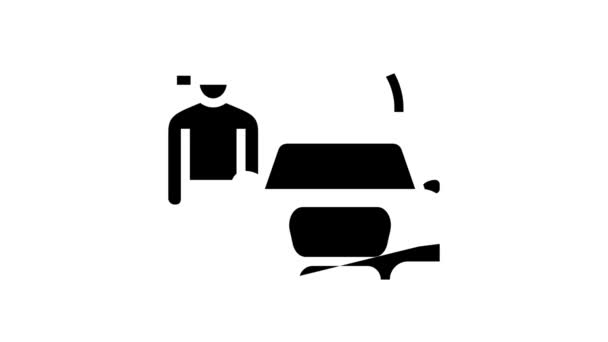 Lezioni di guida per ragazzi icona glyph animazione — Video Stock