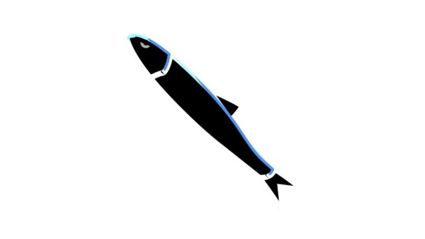 Animasi ikon warna ikan teri jepang — Stok Video