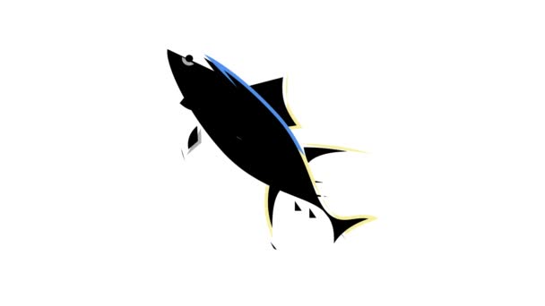 Yellowfin tuna color icon animation — Stock Video