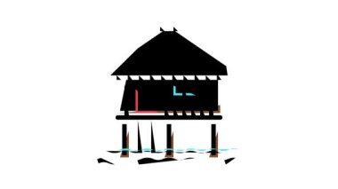 bungalow binası su rengi canlandırması