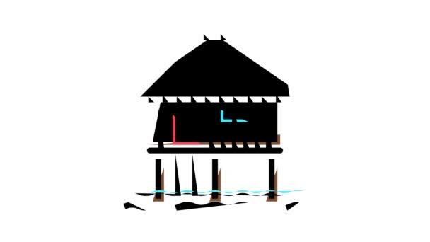 Здание бунгало на акварели — стоковое видео