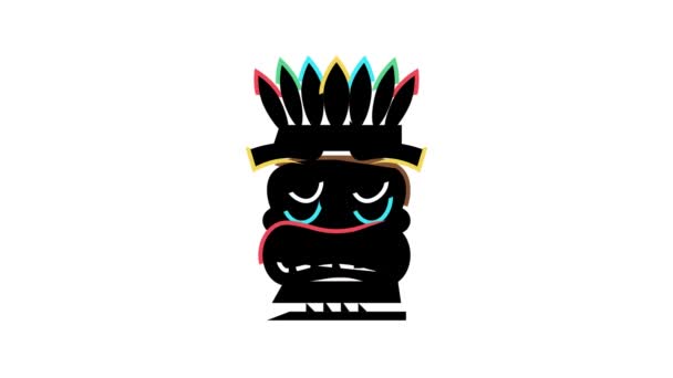 Tiki máscara de color icono de animación — Vídeo de stock