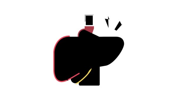 Cirrosis hepatitis color icono animación — Vídeos de Stock