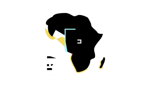 Africa problema social color icono animación — Vídeo de stock